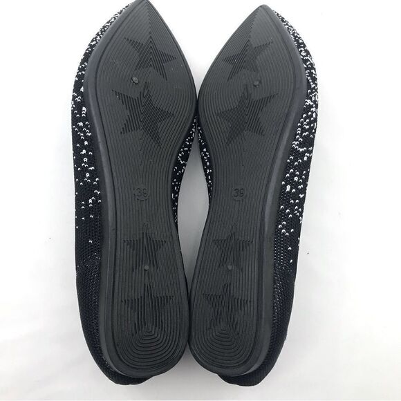 Woman by Projects Black and White Flecked Pattern Soft Knit Pointed Flats- NEW - Picture 12 of 14